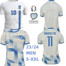 2024 Jerseys de football de la Grèce Bakasetas Masouras Pavlidis 23 2024 Grèce Team National Team Home Football Shirts Fortounis Giakoumakis Mavropanos Tsimikas Jersey S-XXL