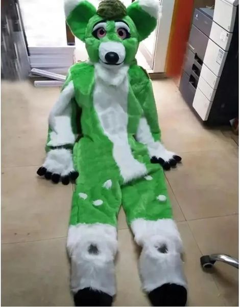 2024 Halloween Adulte Green Plux Fursuit Mascot Costume For Party Cartoon Character Mascot Vente de la livraison gratuite Personnalisation du support