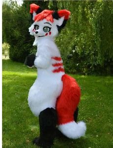 2024 Halloween taille adulte mi-longueur fourrure Husky Fox mascotte Costume pour fête personnage de dessin animé mascotte vente livraison gratuite support personnalisation