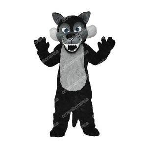 2024 Halloween Black Wolf Mascot Costumes Halloween Personagem de Desenho Animado Outfit Terno Xmas Outdoor Party Festival Vestido Promocional Roupas Publicitárias