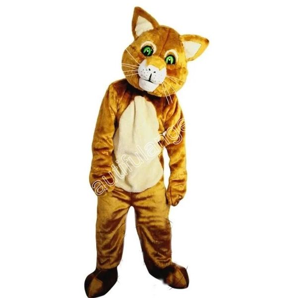 2024 Costume de mascotte de chat brun d'Halloween de haute qualité Personnaliser le personnage de thème d'anime de dessin animé en peluche taille adulte robe de fantaisie de carnaval de Noël