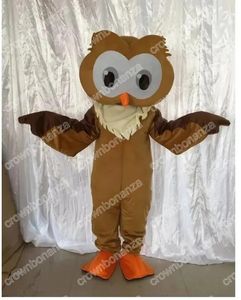 2024 Costumes de mascotte de hibou brun d'Halloween Halloween Costume de personnage de dessin animé Costume de Noël Robe de festival de fête en plein air Vêtements publicitaires promotionnels