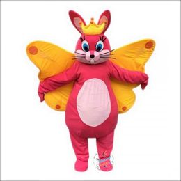 2024 Halloween Vlinder Bunny Cartoon Mascotte Kostuum Paashaas Pluche kostuum kostuum thema fancy dress Reclame Verjaardagsfeestje Kostuum Outfit