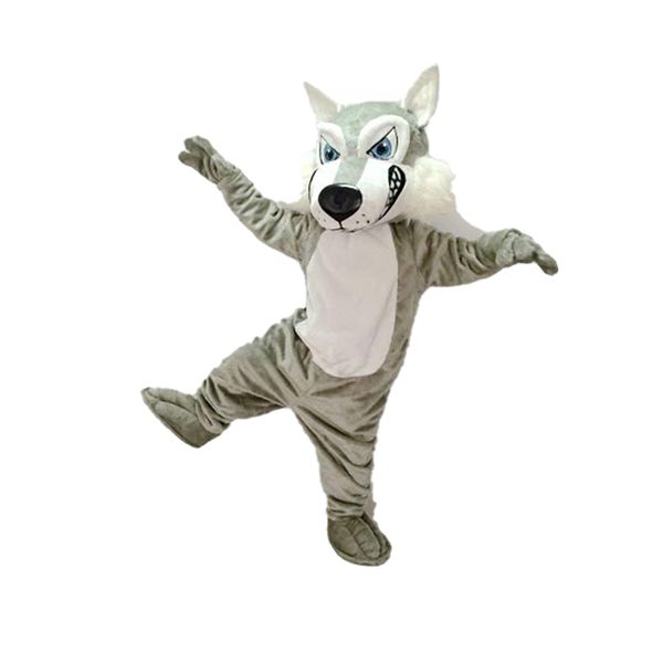 2024 Halloween feroz adulto disfraz de mascota lobo gris traje de Halloween para caminar traje de evento grande traje de fiesta