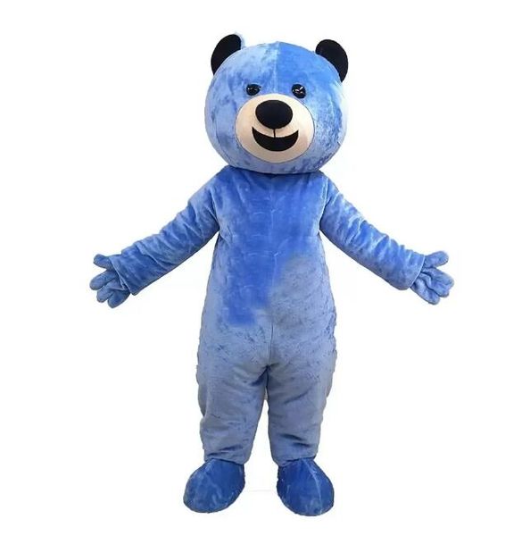 2024 Halloween Costumes de mascotte d'ours bleu complet Robe de soirée fantaisie de Noël Costume de personnage de dessin animé Costume Adulte Taille Carnaval Pâques Publicité Thème Vêtements