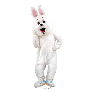 2024 Halloween Costume de mascotte de lapin blanc heureux Costume de lapin de Pâques en peluche Costume de costume Thème Déguisement Publicité Costume de fête d'anniversaire Tenue