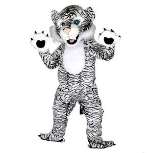 2024 Halloween Nouveau Costume de mascotte de tigre noir et blanc Dessin animé Animal Personnage de thème Anime Taille adulte Carnaval de Noël Fête d'anniversaire Tenue fantaisie