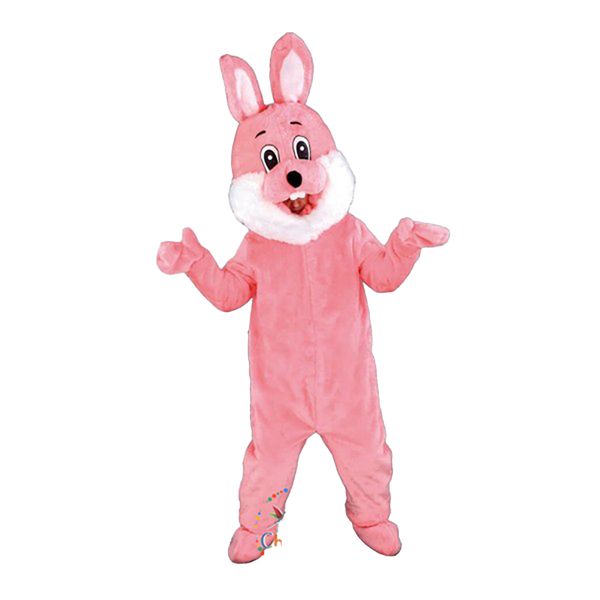 2024 Costume de mascotte de lapin rose d'Halloween Costume de lapin de Pâques en peluche costume thème déguisement publicité costume de fête d'anniversaire tenue