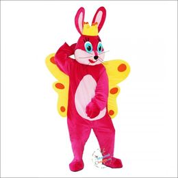 2024 Halloween Roze Vlinder Konijn Bunny Mascotte Kostuum Paashaas Pluche kostuum kostuum thema fancy dress Reclame Verjaardagsfeestje Kostuum Outfit