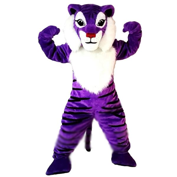 2024 Halloween Purple Tiger Disfraz de disfraces de vestuario Carnaval Costería disfraz de disfraces