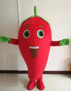 2024 Halloween Red Chilli Mascot Costume de qualité supérieure Personnalisez le thème d'anime de dessins animés Adult Taille du carnaval de Noël Festival fantaisie Disque