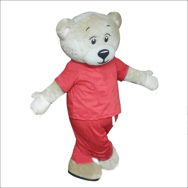 2024 Halloween Red T-shirt Bear Mascot Costume Fancy Dishord Carnival Costume personnalisé Costumes Costumes de caractère