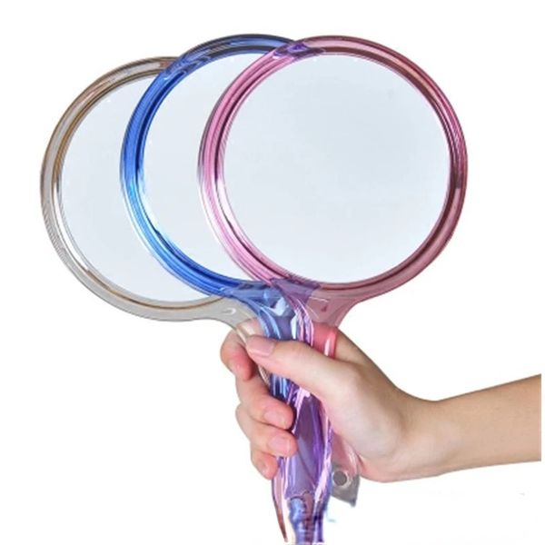 Mirror de mano de doble cara 2024 espejo de lupa 1x/3x con mango espejo transparente de forma redondeada Espejo de maquillaje para el espejo de maquillaje de lupa