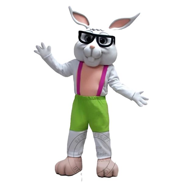 Disfraz de mascota conejo feliz 2024, disfraz de conejito de Pascua, accesorios de cuerpo completo
