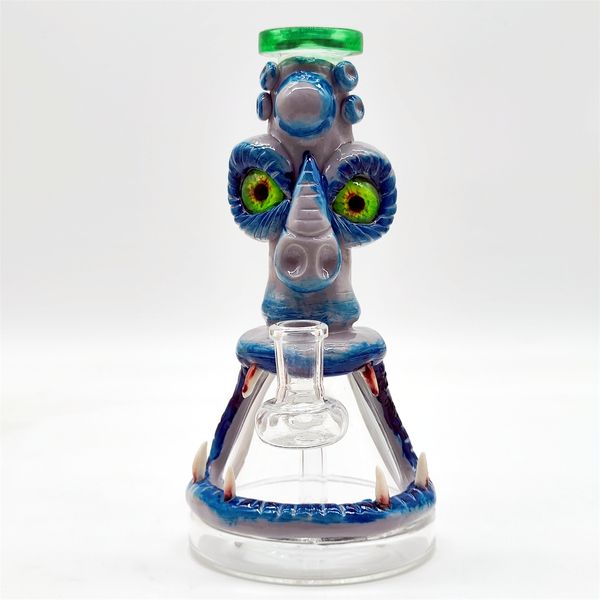 2024 Heady Bong Glass 20 CM 8 pulgadas 3D Green Monster Variedad Tipo Hookah Water Pipe Bong Glass Bongs 14 mm Bowl Almacén local