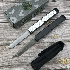 2024 Heretic Cleric II Tactisch Automatisch Zakmes Damascus/D2 Blade Aluminium Ingelegd met Carbon Handvat Combat Militaire Messen Collectie Mes voor Mannen Gift 535