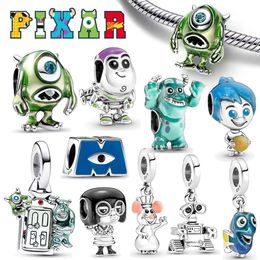 Breloque plaquée HEROCROSS Pixar Monsters Inc Sier, perle Buzz l'éclair, adaptée au Bracelet Original, cadeaux pour femmes, 2024