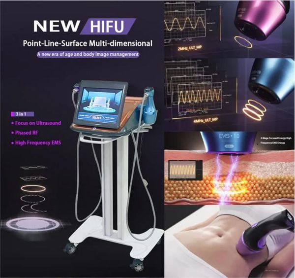 2024 HIFU Machine à ultrasons Resserrement de la peau Élimination des rides Anti-âge Blanchiment Rajeunissement de la peau Hydratant Nettoyeur de pores EMS Machine Dispositif de perte de poids