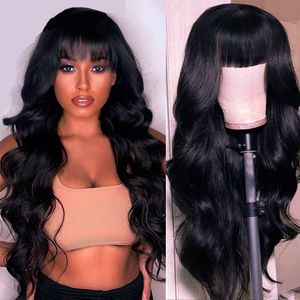 2024 Alta calidad 26 pulgadas Peluces de separación mediana Venta caliente Black Big Wavy Hair al por mayor América América Fashion Qi Bangs Hair Rose Net Curly Wig