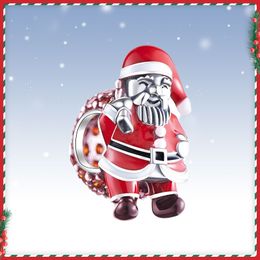 2024 Alta calidad 925 Encantos de diseño de plata Colgantes Santa Claus Deer Jingle Bell Tree Christmas Charm Beads Fit Original Pandoras Pulsera Collar Regalo de joyería