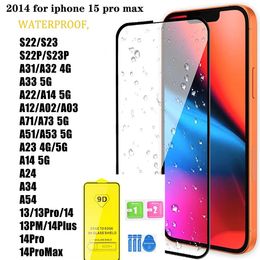 2024 Couverture 9D de haute qualité en verre trempé colle complète 9H Protecteur d'écran pour iPhone 15 14 Pro Max 13 12 11 XS XR X 8 plus Samsung S23 S22 S20 FE S21 Plus A53 A73 5G