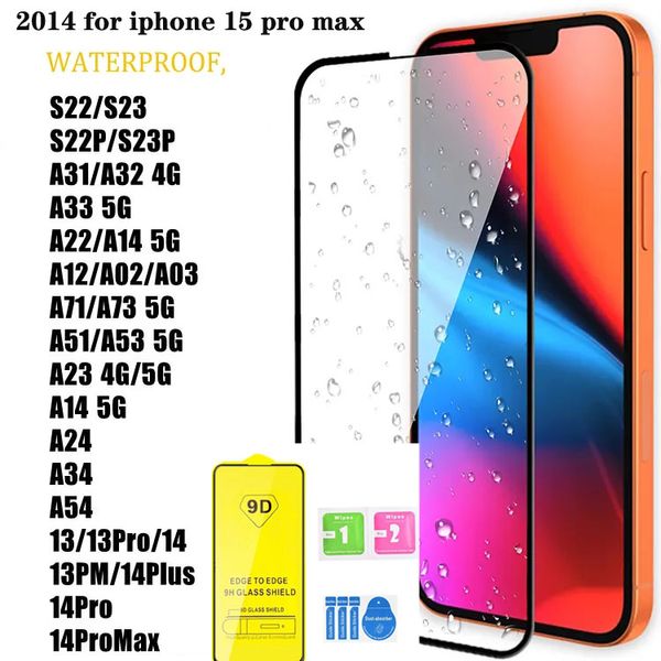 2024 Couverture 9D de haute qualité en verre trempé colle complète 9H Protecteur d'écran pour iPhone 15 14 Pro Max 13 12 11 XS XR X 8 plus Samsung S23 S22 S20 FE S21 Plus A53 A73 5G