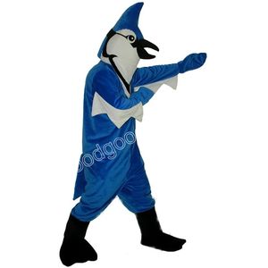 2024 Costumes de mascotte d'oiseau bleu de haute qualité Halloween Robe de soirée fantaisie Personnage de dessin animé Carnaval Noël Publicité Costume de fête d'anniversaire Tenue