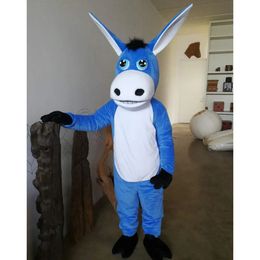 2024 Donkey azul de alta calidad Mascot Traje de diversión Traje de cumpleaños Fiesta de cumpleaños Traje al aire libre Festival Vestido para adultos