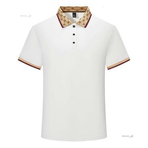 2024 Hoge kwaliteit Designer Mans Polo Shirt Hoogwaardige grens Grens Korte mouwen T-shirt voor heren zomerhalf mouwen Molden Silk Summer Polo Shirt Top T-shirt 33