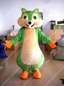 2024 Green Squirrel Mascot Costume Cartoon thème personnage unisexe Halloween Carnival Adults Birthday Party Fancy tenue pour hommes femmes