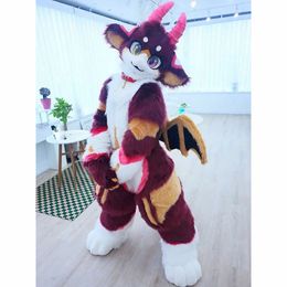 2024 Hoogwaardige Halloween Kawaii Horn Dragon Cartoon Mascot Costumes Fursuit Business Apparel Kerstkleding Kostuums