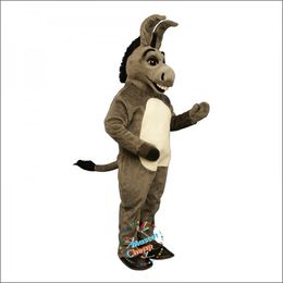 2024 Costumes de mascotte Happy Donkey de haute qualité Halloween Fantaisie Robe de soirée Personnage de dessin animé Carnaval Noël Pâques Publicité Fête d'anniversaire