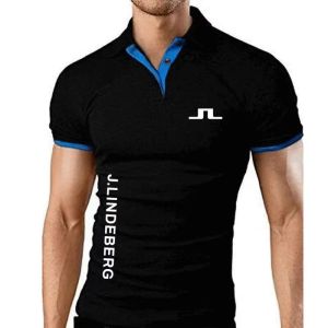 2024 de haute qualité J Lindeberg Golf Polo Brand classique Men Shirt Casual Solid Short à manches Coton Polos