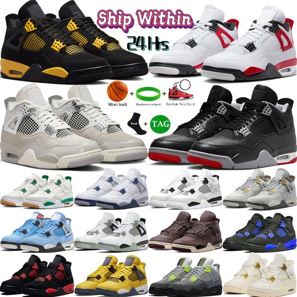 Hommes 4 chaussures de basket-ball hautes 4s élevé ciment rouge réinventé Thunder Pine vert minuit marine militaire noir Frozen Moments femmes baskets de créateur baskets de sport