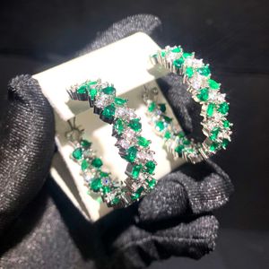 2024 Hoge kwaliteit gemengde groene witte kleur ronde marquise kubieke zirconia cz hoepel oorbellen voor vrouwen meisje mode sieraden