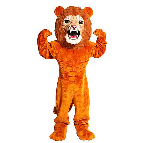 2024 Haute qualité SUPER PUISSANCE CAT LION Costume de mascotte Halloween Noël Fantaisie Robe de personnage de dessin animé Costume Carnaval Unisexe Adultes Tenue