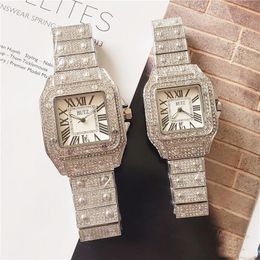 2024 Haute Qualité Femmes Hommes Montres Plein Diamant Glacé Sangle Designer Montres Quartz Mouvement Couple Amoureux Horloge Montres-bracelets