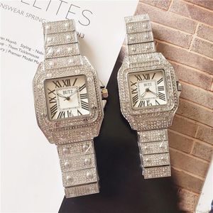 2024 Hoge Kwaliteit Vrouwen Mannen Horloges Volledige Diamond Iced Out Band Designer Horloges Quartz Paar Liefhebbers Klok Horloges