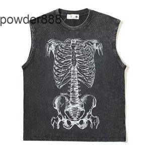 2024 T-shirt sans manches imprimé à squelette High Street Skeleton