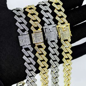 2024 Hip Hop 15 mm Luxe Iced Out Gold Silver Prong Diamonds Miami Cuban Link Chain Necklace for Men Wedding Sieraden