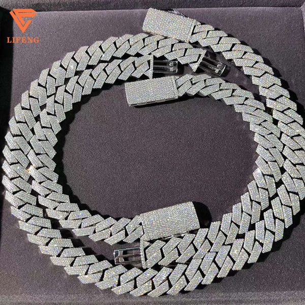 2024 Hip Hop Jewelry Luxury 20 mm plaqué d'or 925 STERLING Diamond Cuban Chain Iced Out Moisanite Collier