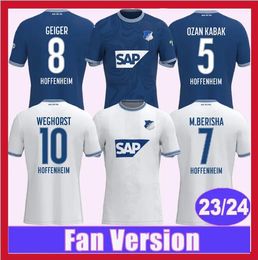 2024 Hoffenheim Voetbalshirts BEBOU DABBUR BAUMGARTNER KRAMARIC GEIGER SKOV OZAN KABAK KADERABEK Home Blauw Uit Voetbalshirts voor heren