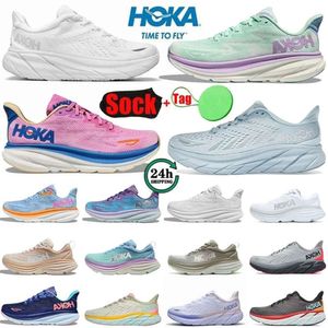 2024 Hoka One Bondi 8 Chaussures de course Hokas avec boîte Baskets à plateforme pour femmes Runnnerssneakers Clifton 9 Hommes Femmes Blakc White Harbor Hommes 36-45