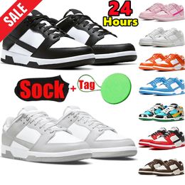 Designer schoenen platte hakken laag zwart witte panda lopende casual sneakers voor heren dames roze grijs mist sporttrainers maat 36-47 us 13