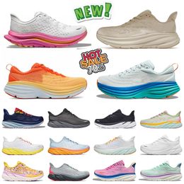 2024 HOKAH HOT PINK Cloud Chaussures de course Hokka Clifton 9 Bondi 8 un Mouvement gratuit de personnes Tan Kawana Black White Carbon X2 Tennis Chaussures HOK MENS