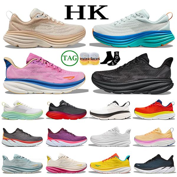 2024 Hokah One Bondi 8 Chaussures de course pour femmes baskets Hokkas Chaussures Clifton 9 hommes Noir Cloud blanc Harbour Mens Women Trainers Runnners 36-45