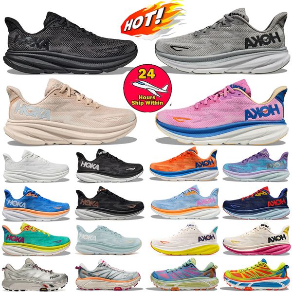 2024 HOKAITIES ONE ONE CLIFTON 8 9 Chaussures de course Bondi Men Femmes Blanc Blanc Black Coastal Sky Vibrant Orange Shifting Sand Airy Blue Red Carbon Mens Trainer Womens Senaker