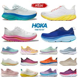 2024 Hokka One Bondi 8 Chaussures de course Femmes Plateforme Femme Sneakers HOK Clifton 9 Men Blakc White Harbor Hokah Mens Women Trainers Runnners Sneakers Trianers Outdoor 36-45