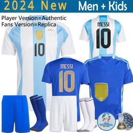 2024 Home Authentic Player Jersey Team National Team Soccer Jerseys Lion Messis Fans Mac Allister Dybala Di Maria Martinez de Paul Maradona Kids Men Women Football Kits