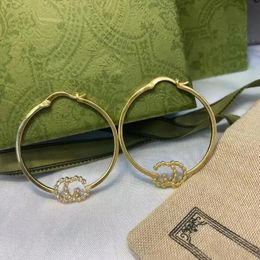 2024 Oorringen messing diamanten brief oorbellen ontwerper voor vrouwen mode prachtige luxe merk beroemdheid dezelfde stijl nieuwe oorbel top sieraden